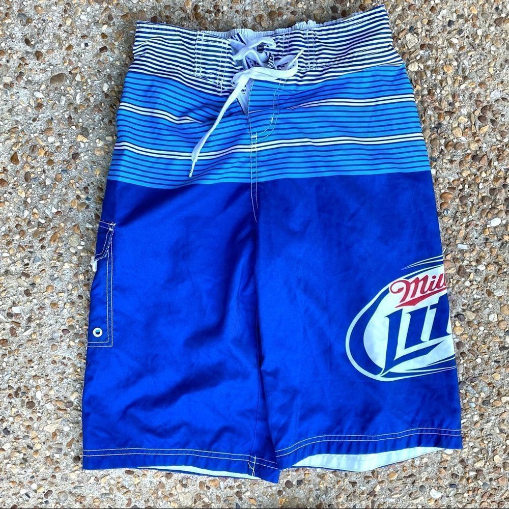 Miller Lite Official Licensed Product Men’s Blue Board Shorts Swim Trunks Size S
